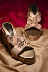Around Always_Peach Embroidery Eden Wedges _Online_at_Aza_Fashions