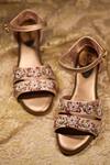 Buy_Around Always_Gold Embroidery Gulshan Block Heeled Sandals _at_Aza_Fashions