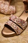 Around Always_Gold Embroidery Gulshan Block Heeled Sandals _Online_at_Aza_Fashions