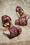 Buy Around Always Maroon Embroidery Patti Block Heel Sandals at Aza Fashions Buy_Around Always_Maroon Embroidery Patti Block Heel Sandals _at_Aza_Fashions