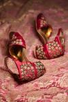 Shop_Around Always_Pink Embroidery Bagicha Block Heel Sandals_at_Aza_Fashions