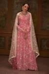 Buy_Suruchi Parakh_Pink Georgette, Soft Organza Floral Print Anarkali With Embroidered Dupatta _at_Aza_Fashions