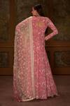Shop_Suruchi Parakh_Pink Georgette, Soft Organza Floral Print Anarkali With Embroidered Dupatta _at_Aza_Fashions