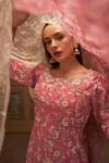 Buy_Suruchi Parakh_Pink Georgette, Soft Organza Floral Print Anarkali With Embroidered Dupatta _Online_at_Aza_Fashions
