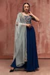 Buy_Suruchi Parakh_Blue Georgette, Tussar Silk, Soft Organza Embroidered Anarkali With Dupatta _at_Aza_Fashions