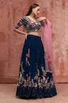 Suruchi Parakh_Blue Georgette Crepe Embroidered Floral Motifs Round Lehenga Set_Online_at_Aza_Fashions