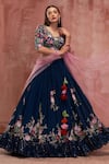 Buy_Suruchi Parakh_Blue Georgette Crepe Embroidered Floral Motifs Round Lehenga Set_Online_at_Aza_Fashions