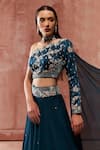 Buy_Suruchi Parakh_Blue Georgette Crepe Embroidered Floral Motifs One Shoulder Layered Skirt Set _Online_at_Aza_Fashions