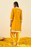 Shop_Sheetal Batra_Yellow Kurta - Silk Chanderi Dhoti Pant - Bamberg Satin Gota And Aliza & Set _at_Aza_Fashions