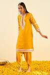 Sheetal Batra_Yellow Kurta - Silk Chanderi Dhoti Pant - Bamberg Satin Aminah And Set _Online_at_Aza_Fashions