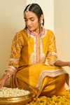 Buy_Sheetal Batra_Yellow Kurta - Silk Chanderi Dhoti Pant - Bamberg Satin Aminah And Set _Online_at_Aza_Fashions