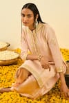 Buy_Sheetal Batra_Pink Kurta - Silk Chanderi Dhoti Pant - Bamberg Satin Aliza And Set _Online_at_Aza_Fashions