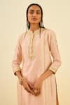 Shop_Sheetal Batra_Pink Kurta - Silk Chanderi Dhoti Pant - Bamberg Satin Aliza And Set _Online_at_Aza_Fashions