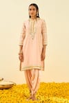 Buy_Sheetal Batra_Pink Kurta - Silk Chanderi Dhoti Pant - Bamberg Satin Aminah And Set _at_Aza_Fashions