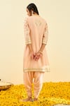 Shop_Sheetal Batra_Pink Kurta - Silk Chanderi Dhoti Pant - Bamberg Satin Aminah And Set _at_Aza_Fashions