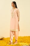 Sheetal Batra_Pink Kurta - Silk Chanderi Dhoti Pant - Bamberg Satin Aminah And Set _Online_at_Aza_Fashions