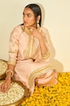 Buy_Sheetal Batra_Pink Kurta - Silk Chanderi Dhoti Pant - Bamberg Satin Aminah And Set _Online_at_Aza_Fashions