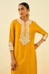 Buy_Sheetal Batra_Yellow Kurta - Silk Chanderi Palazzo - Cambric Gota And Bead Arisah & Set _Online_at_Aza_Fashions