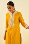 Shop_Sheetal Batra_Yellow Kurta - Silk Chanderi Palazzo - Cambric Gota And Bead Arisah & Set _Online_at_Aza_Fashions