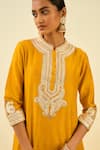 Sheetal Batra_Yellow Kurta - Silk Chanderi Palazzo - Cambric Gota And Bead Arisah & Set _at_Aza_Fashions