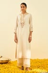 Buy_Sheetal Batra_White Arisah Silk Chanderi Kurta And Palazzo Set_at_Aza_Fashions