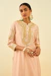 Sheetal Batra_Pink Aliyah Silk Chanderi Kurta And Palazzo Set_at_Aza_Fashions