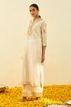 Sheetal Batra_White Kurta - Silk Chanderi Palazzo - Cambric Gota And Bead Work Aliyah & Set _Online_at_Aza_Fashions
