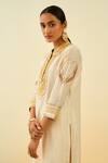 Sheetal Batra_White Kurta - Silk Chanderi Palazzo - Cambric Gota And Bead Work Aliyah & Set _at_Aza_Fashions