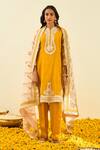 Buy_Sheetal Batra_Yellow Kurta - Silk Chanderi Salwar - Bamberg Satin Dupatta - Sadiyah Set _at_Aza_Fashions