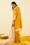 Shop_Sheetal Batra_Yellow Kurta - Silk Chanderi Salwar - Bamberg Satin Dupatta - Sadiyah Set _at_Aza_Fashions