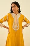 Shop_Sheetal Batra_Yellow Kurta - Silk Chanderi Salwar - Bamberg Satin Dupatta - Sadiyah Set _Online_at_Aza_Fashions