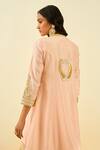 Shop Sheetal Batra Pink Kurta - Silk Chanderi Salwar - Bamberg Satin Sadirah Embroidered Set at Aza Fashions Shop_Sheetal Batra_Pink Kurta - Silk Chanderi Salwar - Bamberg Satin Sadirah Embroidered Set_at_Aza_Fashions
