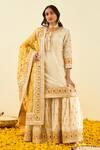 Buy_Sheetal Batra_White Kurta And Gharara - Chanderi Dupatta - Organza Shabina Set _Online_at_Aza_Fashions