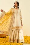 Sheetal Batra_White Kurta And Gharara - Chanderi Dupatta - Organza Shabina Set _Online_at_Aza_Fashions