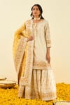 Buy_Sheetal Batra_White Shabina Silk Chanderi Kurta Gharara Set_at_Aza_Fashions