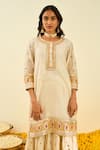 Sheetal Batra_White Shabina Silk Chanderi Kurta Gharara Set_at_Aza_Fashions