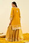 Shop_Sheetal Batra_Yellow Kurta And Gharara - Chanderi Dupatta - Organza Shafna Set_at_Aza_Fashions