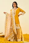 Sheetal Batra_Yellow Kurta And Gharara - Chanderi Dupatta - Organza Shafna Set_Online_at_Aza_Fashions