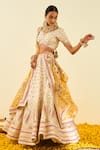 Sheetal Batra_White Lehenga And Blouse - Raw  Dupatta - Organza Shahnaz Bridal Set _Online_at_Aza_Fashions