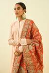 Sheetal Batra_Orange Raw Silk Tilla Embroidered Dupatta _Online_at_Aza_Fashions