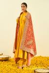 Buy_Sheetal Batra_Orange Raw Silk Tilla Embroidered Dupatta _at_Aza_Fashions