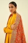 Shop_Sheetal Batra_Orange Raw Silk Tilla Embroidered Dupatta _at_Aza_Fashions