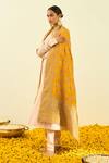 Buy_Sheetal Batra_Yellow Raw Silk Tilla Embroidered Dupatta_at_Aza_Fashions
