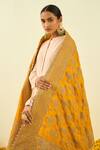 Shop_Sheetal Batra_Yellow Raw Silk Tilla Embroidered Dupatta_at_Aza_Fashions