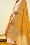 Buy_Sheetal Batra_Yellow Raw Silk Tilla Embroidered Dupatta_Online_at_Aza_Fashions
