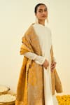 Sheetal Batra_Yellow Raw Silk Embroidered Tilla Dupatta _Online_at_Aza_Fashions