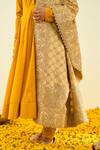 Sheetal Batra_Gold Raw Silk Tilla Embroidered Dupatta _Online_at_Aza_Fashions