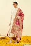 Shop_Sheetal Batra_Pink Raw Silk Embroidered Tilla Dupatta _at_Aza_Fashions