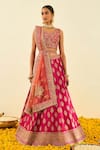 Buy_Sheetal Batra_Pink Lehenga And Blouse - Raw  Dupatta - Organza Mahira Bridal Set _at_Aza_Fashions