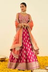 Sheetal Batra_Pink Lehenga And Blouse - Raw  Dupatta - Organza Mahira Bridal Set _Online_at_Aza_Fashions